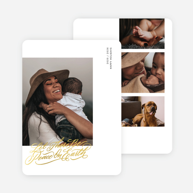 Foil Peaceful Elegance Holiday Cards - Yellow