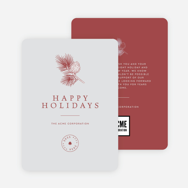 Festive Sprig Corporate Holiday Cards & Corporate Christmas Cards - Red