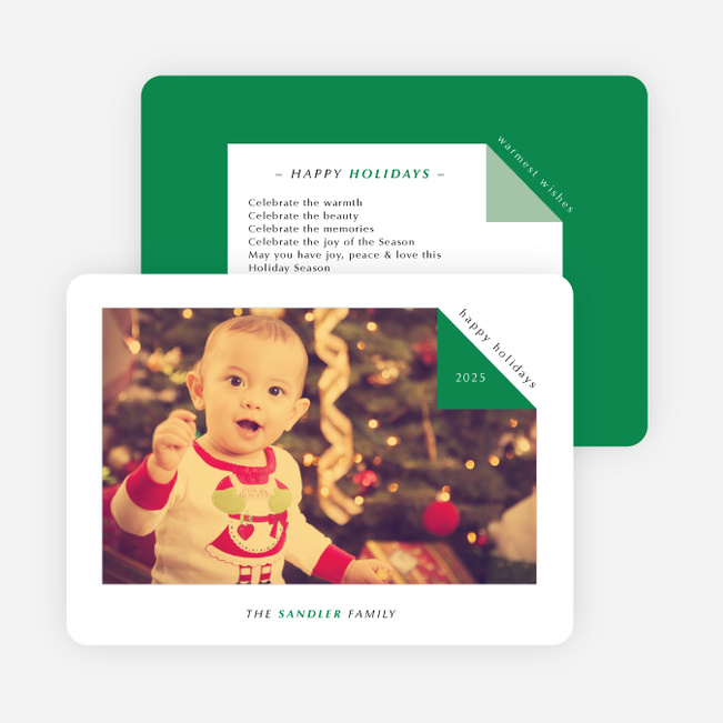 Folded Corner Photo Cards for the Holidays - Green