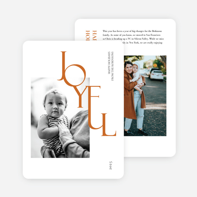 Stack of Joy Holiday Cards and Invitations - Orange