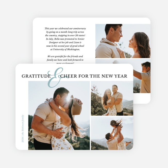 Golden Ampersand New Year Cards and Invitations - Blue