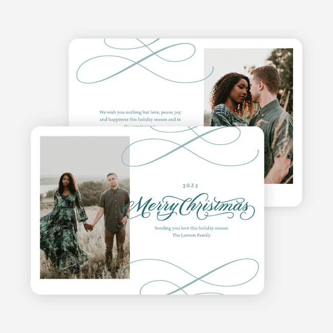 Whispered Wishes Personalized Christmas Cards - Blue
