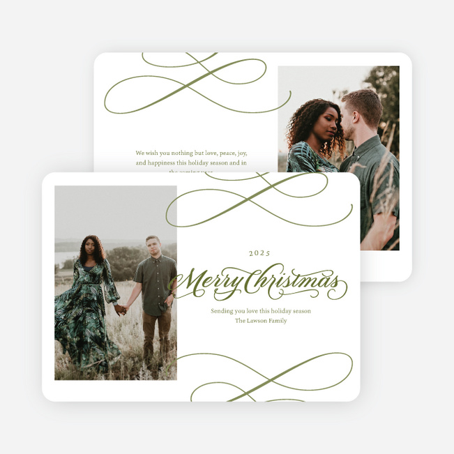 Whispered Wishes Personalized Christmas Cards - Green