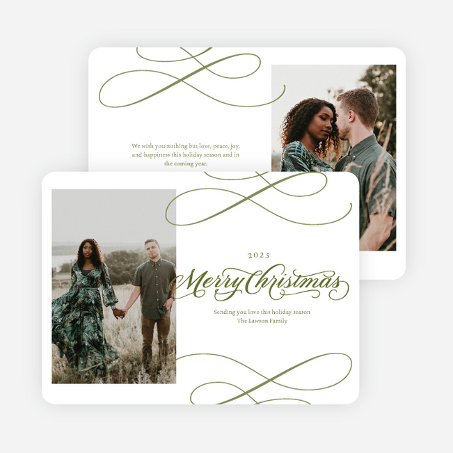 Whispered Wishes Personalized Christmas Cards - Green