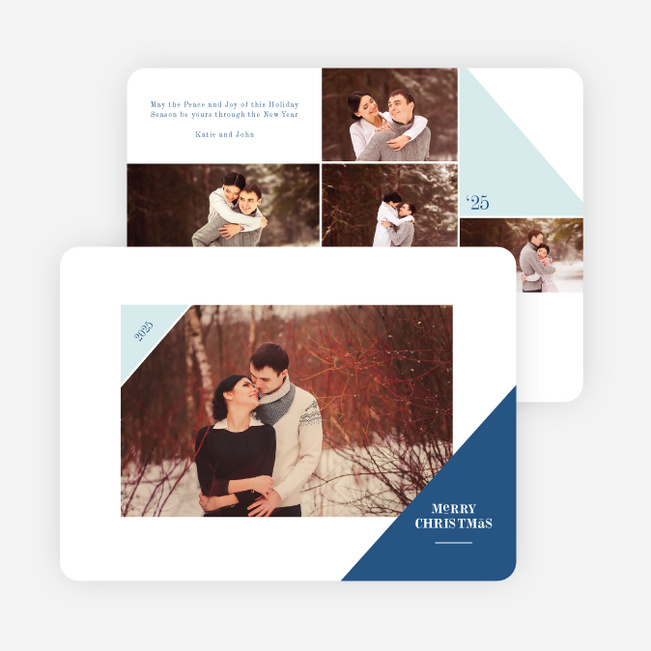 Corners Christmas Photo Cards - Blue