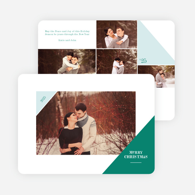 Corners Christmas Photo Cards - Green