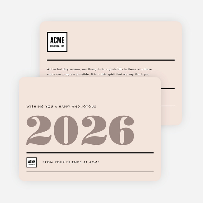 Big Year Corporate New Year Cards - Gray