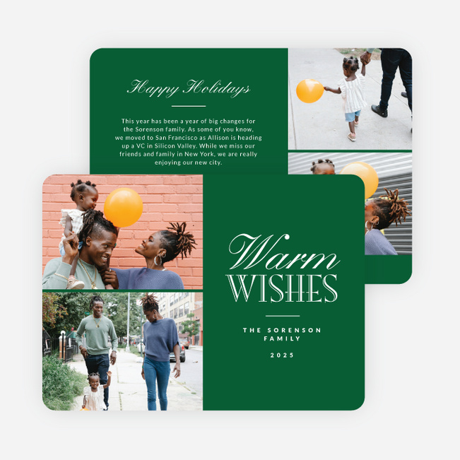 Blissful Wishes Holiday Cards and Invitations - Green