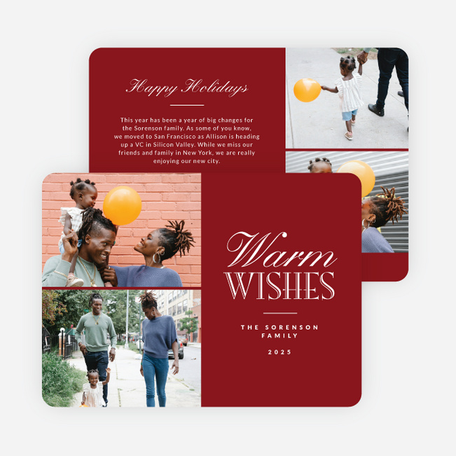 Blissful Wishes Holiday Cards and Invitations - Red