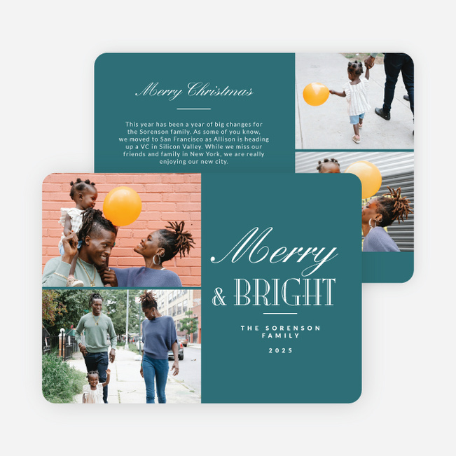 Blissful Wishes Personalized Christmas Cards - Blue