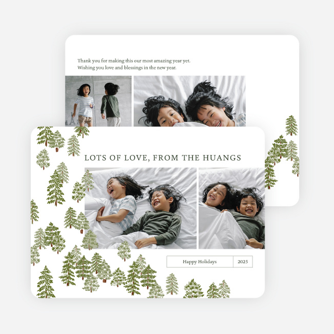 Peaceful Forest Wishes Holiday Cards and Invitations - White