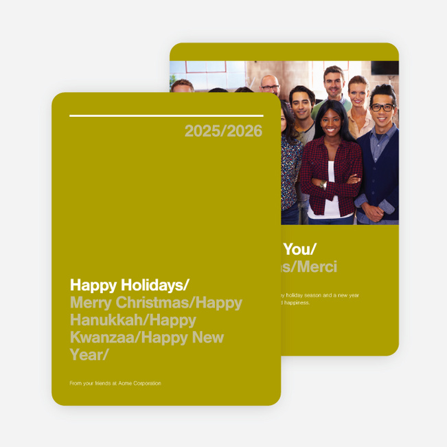 Greetings Corporate Holiday Cards - Green