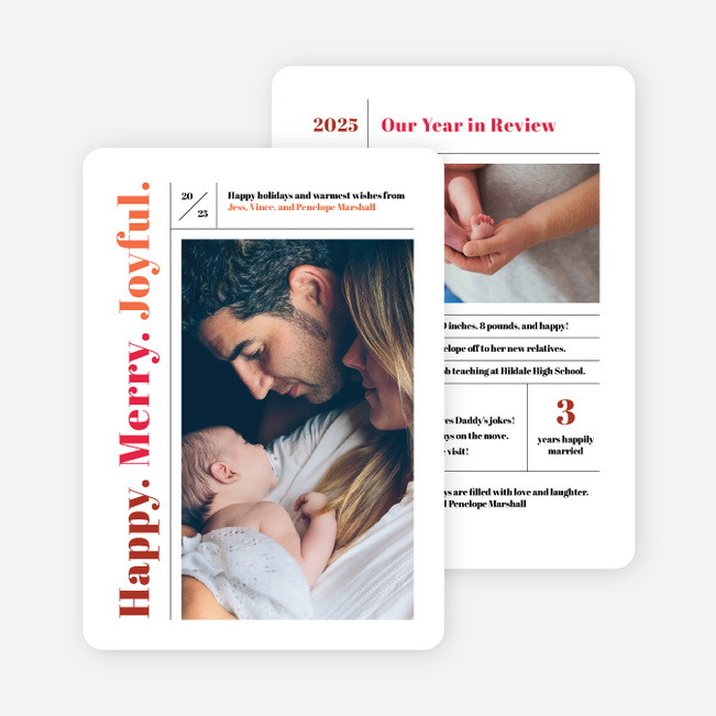 Grid Message Holiday Cards - Red