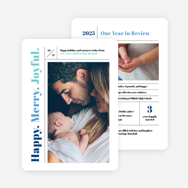 Grid Message Holiday Cards - Blue