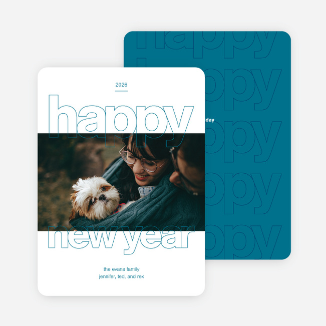 Happy Days New Year Cards - Blue