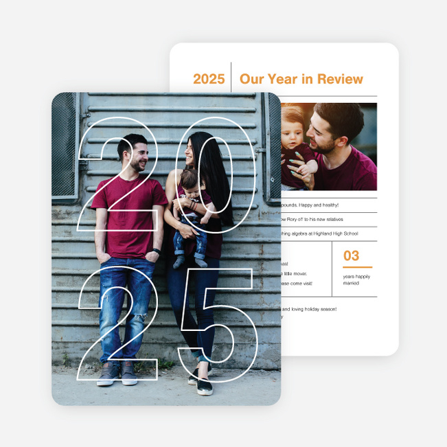 Year Infographic Holiday Photo Cards - Yellow