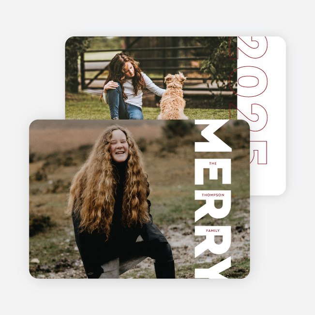 Boldly Merry Holiday Cards and Invitations - Red