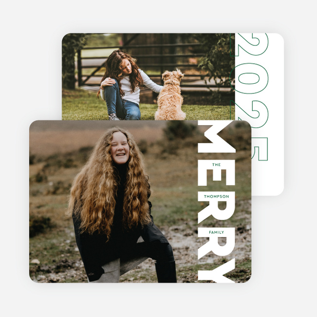 Boldly Merry Holiday Cards and Invitations - Green