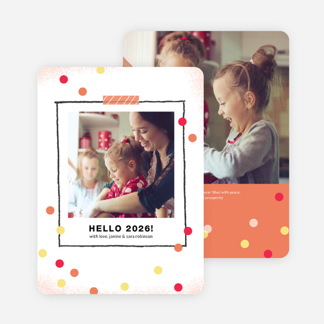 Polka Dot Frame New Year Cards - Orange