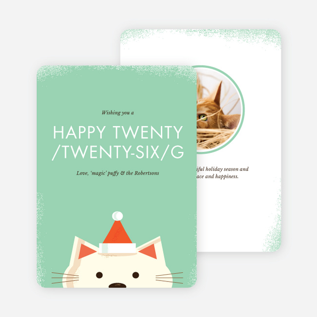 Retro Cat New Years Cards - Green