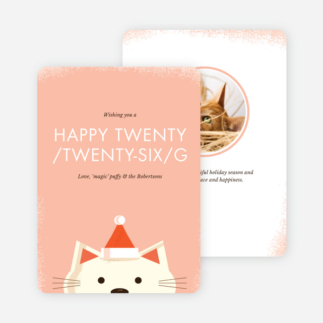 Retro Cat New Years Cards - Pink