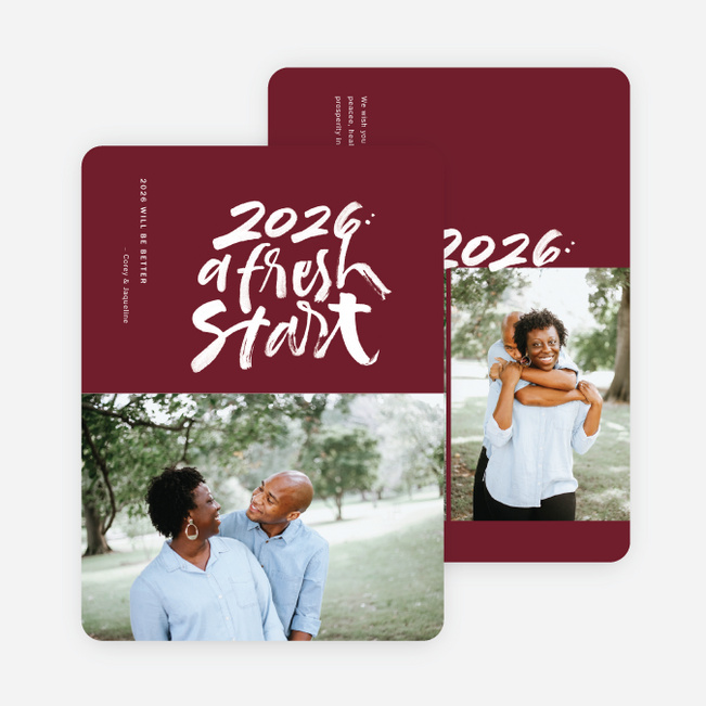 Bold Start New Year Cards and Invitations - Red