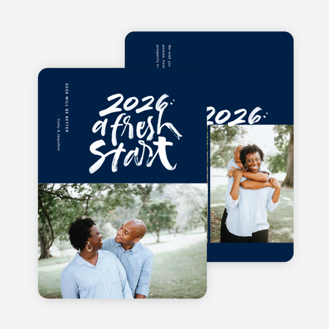 Bold Start New Year Cards and Invitations - Blue