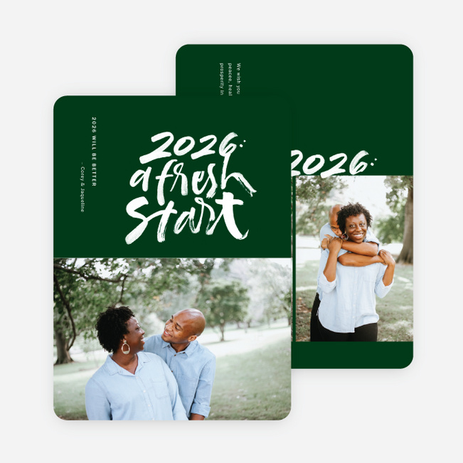 Bold Start New Year Cards and Invitations - Green