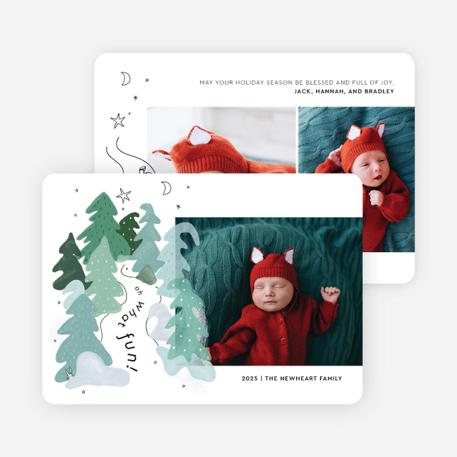 Sledding Adventure Holiday Cards and Invitations - White