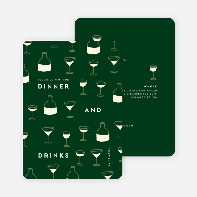 Drinks on Us Multi Photo Holiday Cards - Green