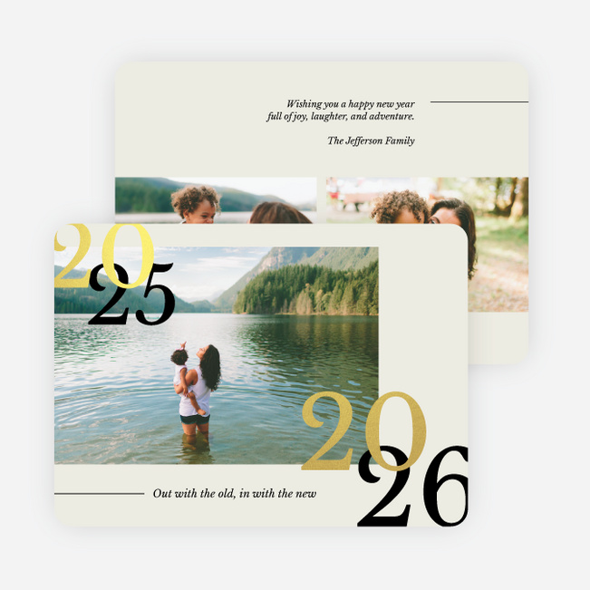 Foil New Outlook New Year Cards and Invitations - Yellow