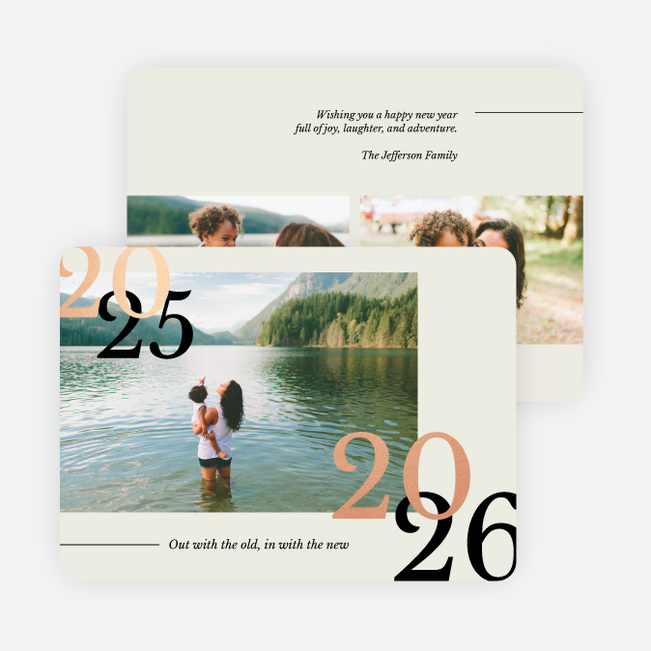 Foil New Outlook New Year Cards and Invitations - Pink