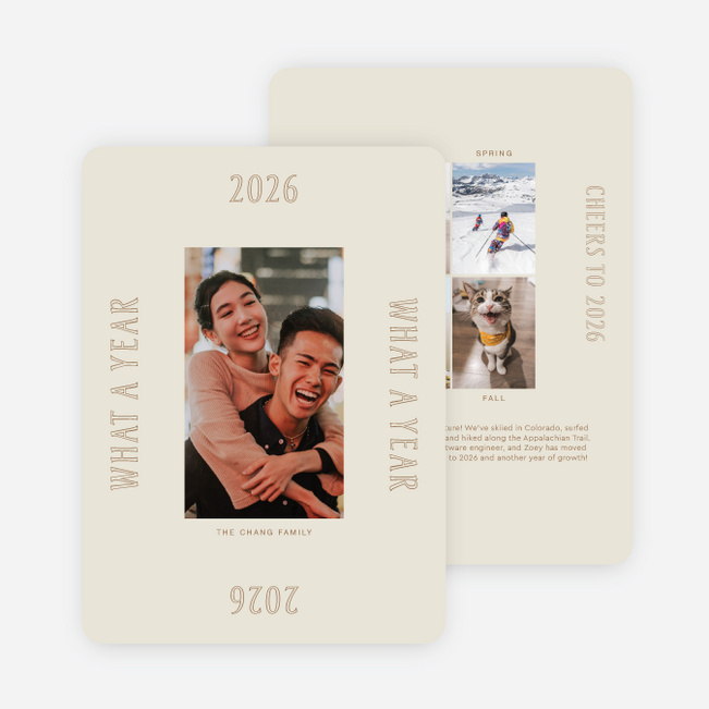 Memory Grid New Year Cards and Invitations - Beige