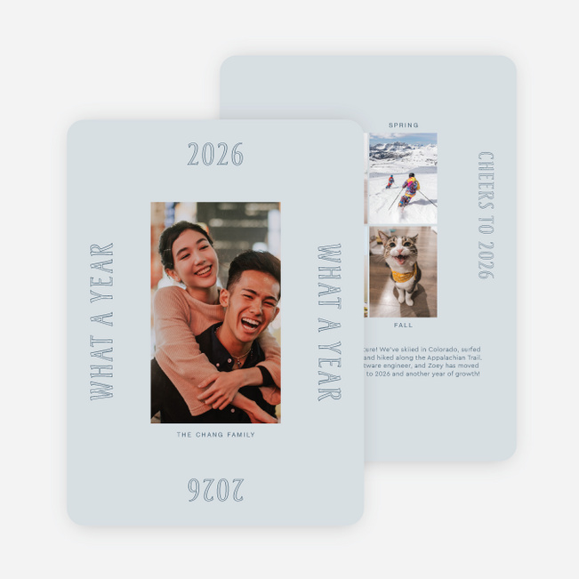 Memory Grid New Year Cards and Invitations - Blue