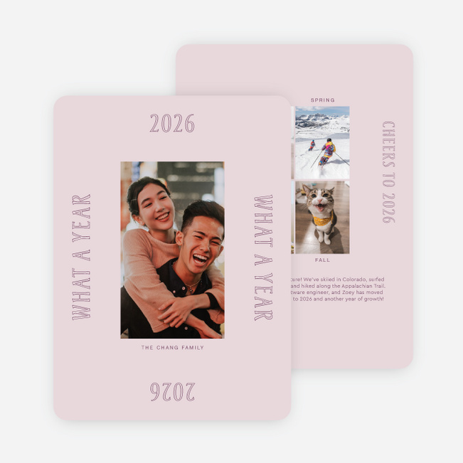 Memory Grid New Year Cards and Invitations - Pink