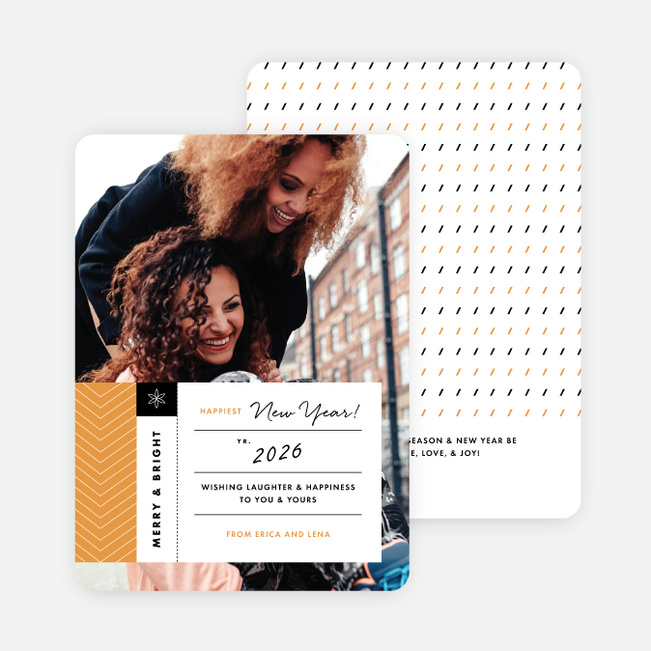 Modern Tags New Year Cards - Yellow