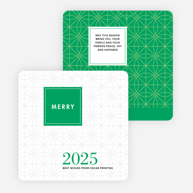 Abstract Ornaments Corporate Holiday Cards - Green