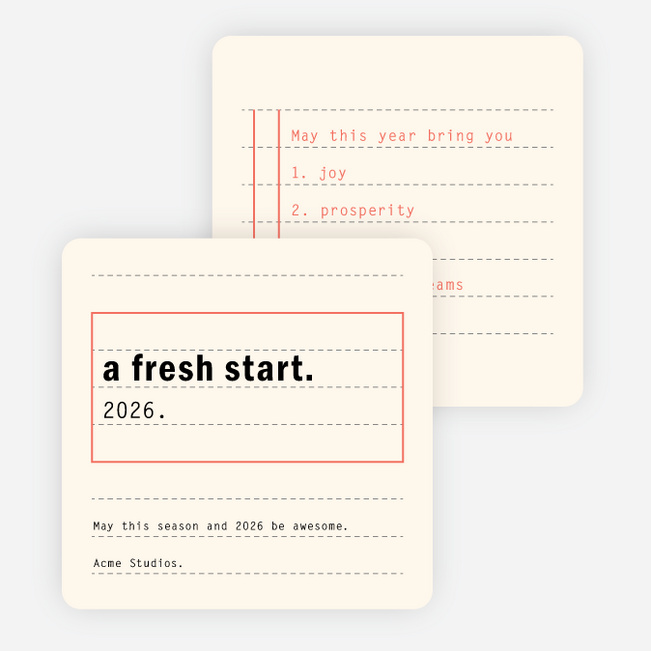 Joyful Year Corporate New Year Cards - Beige