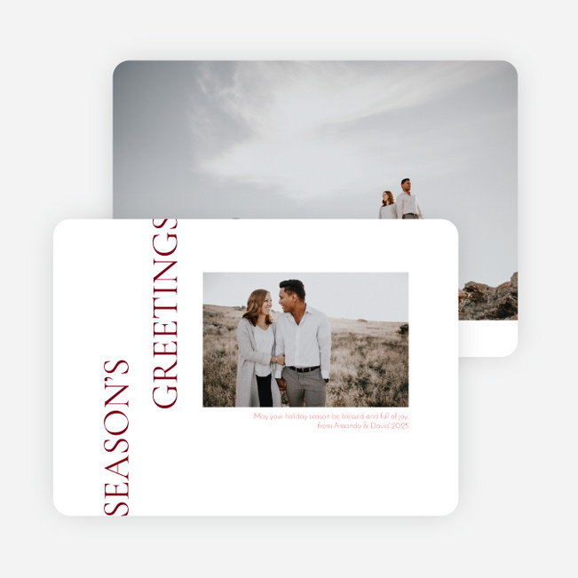 Sideways Marquee Multi Photo Holiday Cards - Red