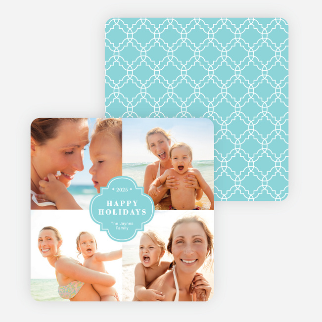 Family Crest Holiday Photo Cards - Blue