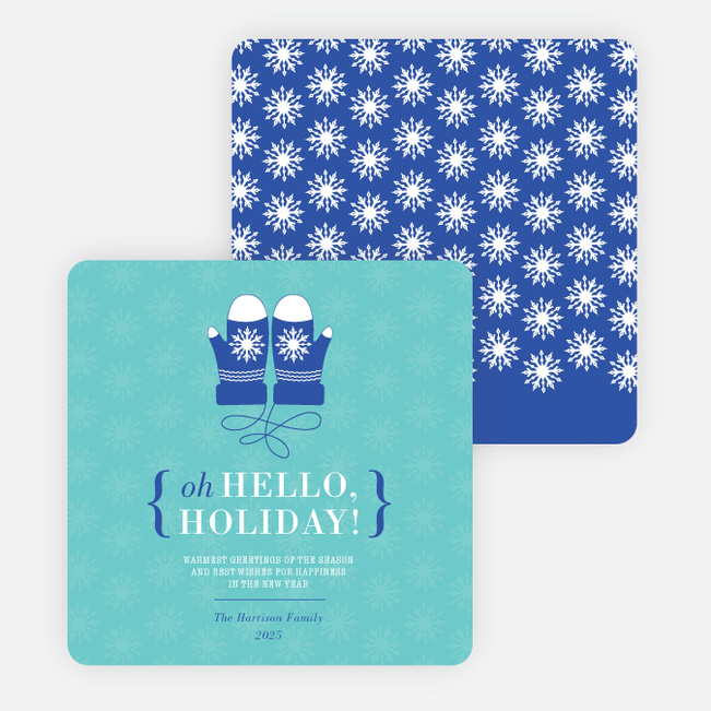 Hello Holidays Mittens - Blue