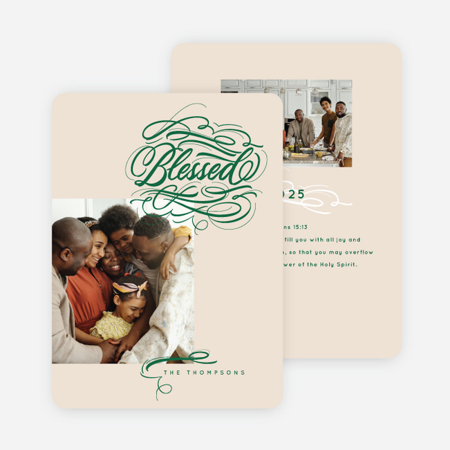 Truly Blessed Christmas Cards - Green