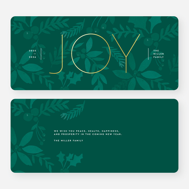 Foil Monumental Joy Holiday Cards - Green