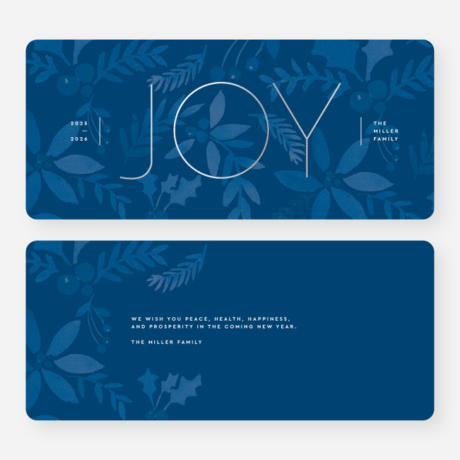Foil Monumental Joy Holiday Cards - Blue