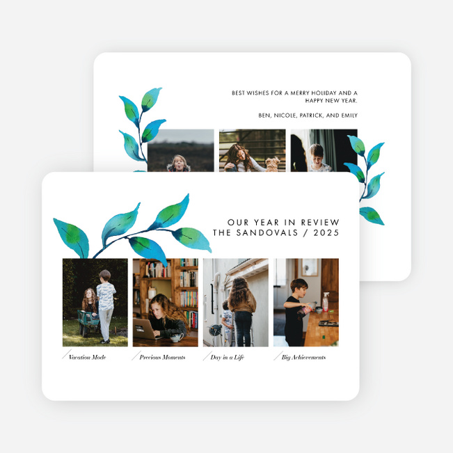 Watercolor Milestones Holiday Cards and Invitations - White