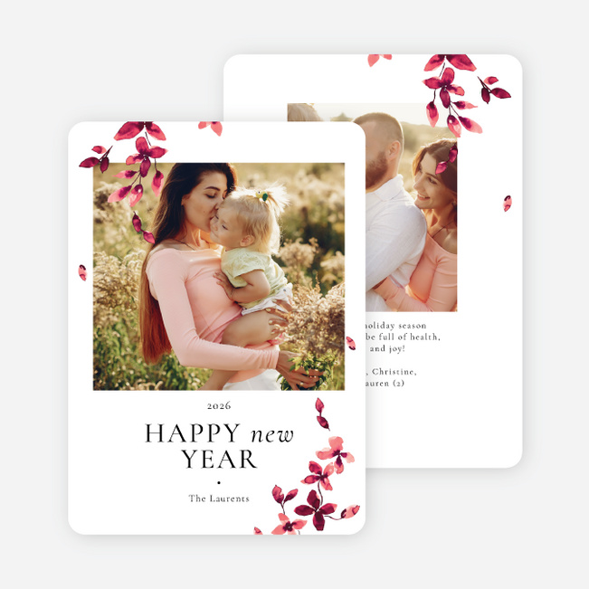 Fresh and Flowery New Year Cards and Invitations - Red