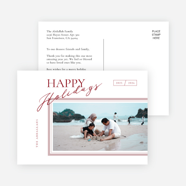 Finely Lined Holiday Cards and Invitations - Red
