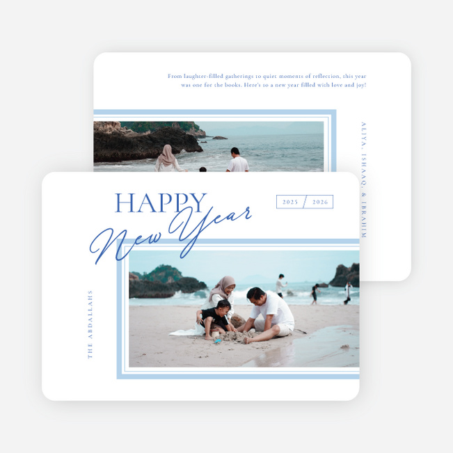 Finely Lined New Year Cards and Invitations - Blue