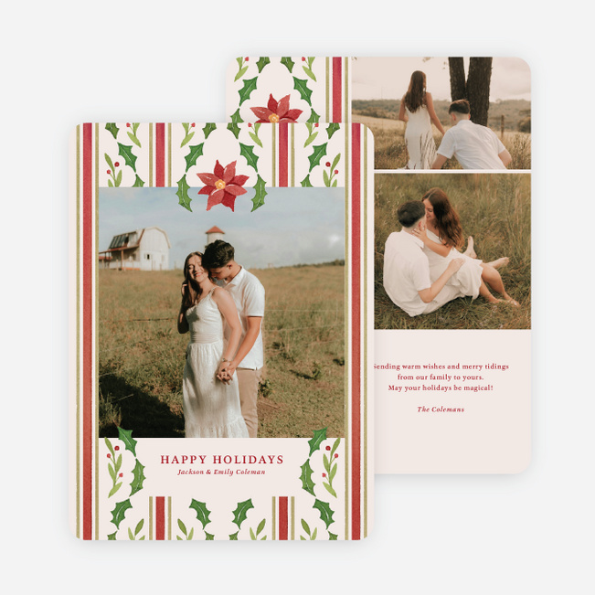 Poinsettia Pop Holiday Cards and Invitations - Red