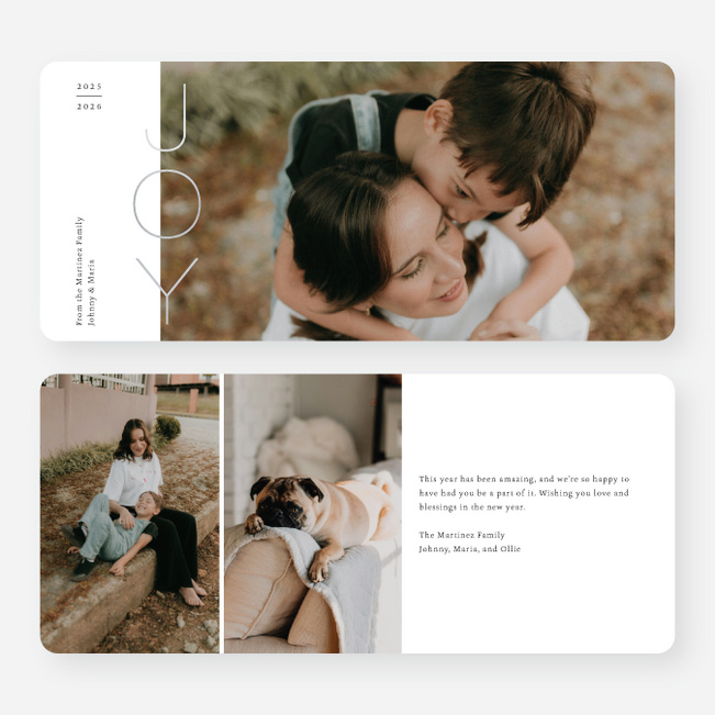 Foil Vertical Joy Holiday Cards and Invitations - Gray